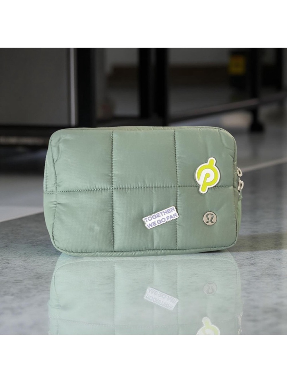 lululemon athletica Pelton Colab Quilted Sage Green Shoulder/Cosmetic Bag